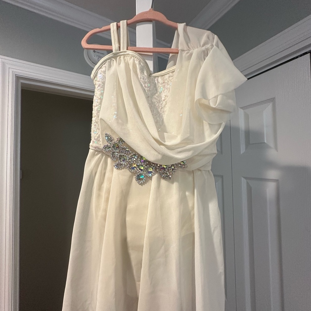 Weissman Cream Dance Costume with Sequin Accents